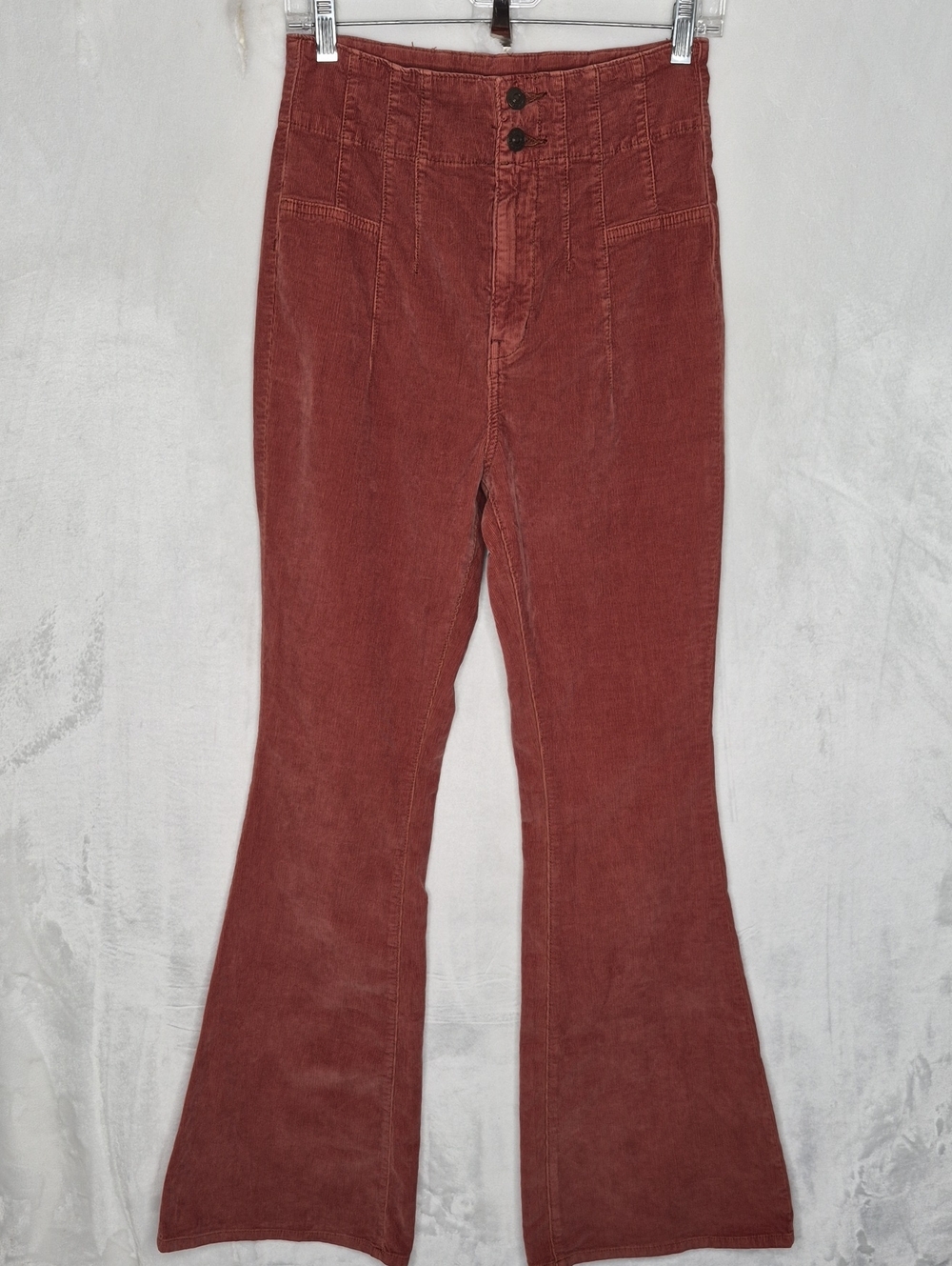 We The Free Free People Jayde High Waist Corduroy Flare‎ Pants Rust 28